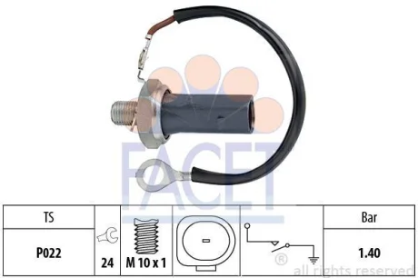 Датчик тиску оливи (1,4bar/1 конт./чорний) VW GOLF V/PASSAT 2.0 FSI 03-13 FACET 7.0159