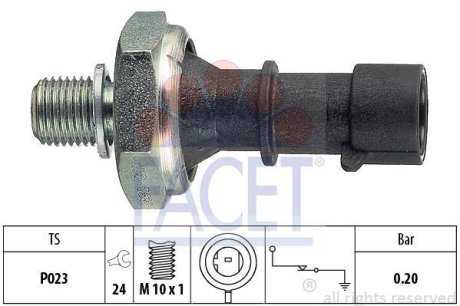 Датчик давления масла (0,2 bar/1 конт./черный)) Astra J/H/Zafira B/Cruze 03- 1.7CDTi FACET 7.0170