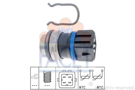 Датчик температури (жовтий/чорний) VW T4/Caddy/Golf 1.0-2.8 88-10 FACET 7.3146