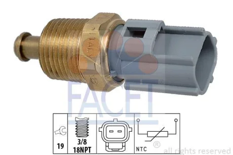 Датчик температури охолоджуваної рідини Transit/Focus/Fiesta (2-конт/сірий) FACET 7.3363