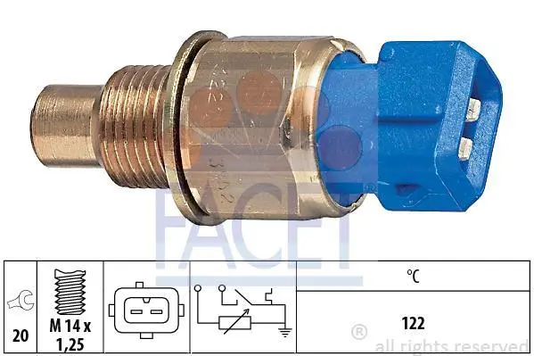 Датчик температури (2 конт., синій) BERLINGO/JUMPY 1.9D 96-15 FACET 7.3552 (фото 1)