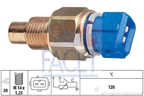 ДАТЧИК ТЕМПЕРАТУРЫ Berlingo/Partner 1.8/1.9D (120C)/Scudo/Ducato FACET 7.3558