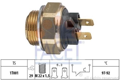 Датчик вмикання вентилятора Audi 100/80/ Peugeot 309/405 0.9-2.5 63-01 FACET 7.5111