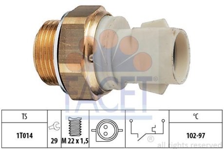 Датчик вмикання вентилятора Ford Escort/Fiesta/Focus/Orion/Scorpio/Sierra 1.1-3.0 82-04 FACET 7.5137