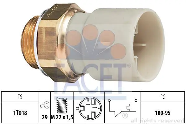 Датчик вмикання вентилятора (чорний) ASTRA F/VECTRA A 1.4-2.0 88-98 (100°C-95°C) FACET 7.5147 (фото 1)