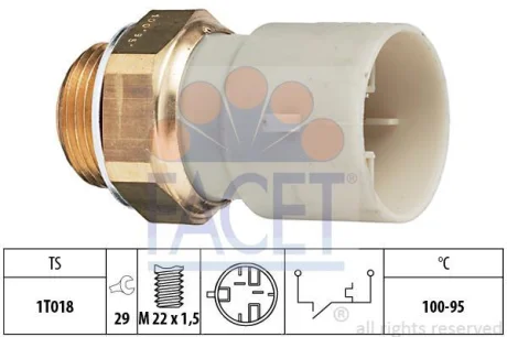 Датчик вмикання вентилятора (чорний) ASTRA F/VECTRA A 1.4-2.0 88-98 (100°C-95°C) FACET 7.5147