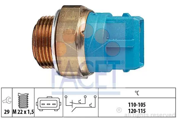 Датчик вмикання вентилятора VECTRA В 1.6-2.6i 95-03 (110-105°C;120-115°C) FACET 7.5680 (фото 1)