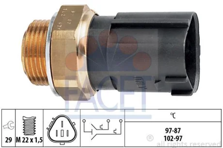 Датчик вмикання вентилятора (чорний) VW Caddy II/III/Golf III/IV/Octavia 1.0-2.9 91-14 FACET 7.5690
