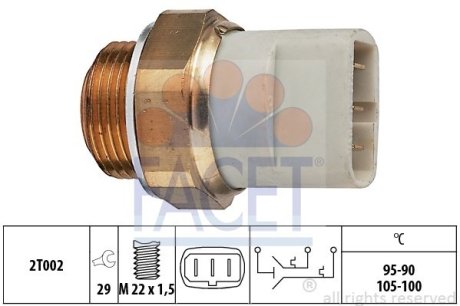 Датчик включения вентилятора Vito OM601 (на радиаторе) (3конт.) FACET 7.5697