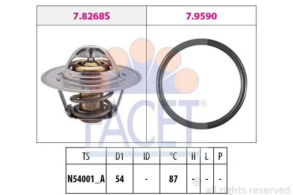Термостат VW Caddy III/Golf IV/T4/T5/Leon/Octavia/A4/A6 1.4-2.0 TDI 80- (88C) FACET 7.8268 (фото 1)