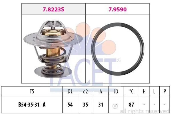Термостат T4/T5/Caddy/Golf/Leon/Audi A6 1.6-2.0 i/TD/TDI 85- (87C) FACET 7.8432 (фото 1)