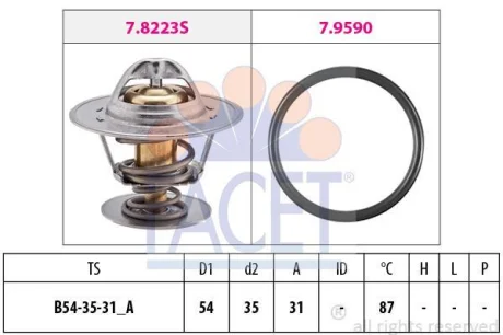 Термостат T4/T5/Caddy/Golf/Leon/Audi A6 1.6-2.0 i/TD/TDI 85- (87C) FACET 7.8432