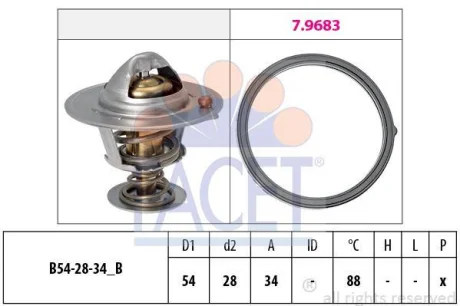 Термостат Hyundai i40/ix35/Tucson/Kia Optima/Sportage 2.0 14- (88C) FACET 7.8834