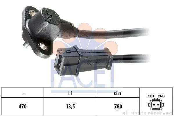 Датчик колінвала Fiat Fiorino/Tempra/Tipo/Uno 1.4-1.6 i.e. 87-01 FACET 9.0003 (фото 1)
