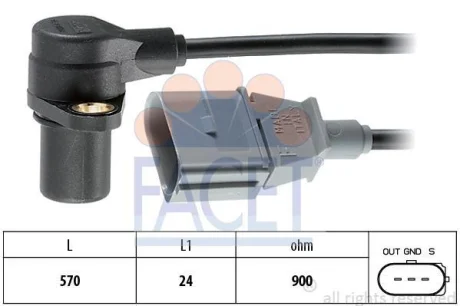 Датчик колінвала FABIA,OCTAVIA, SUPERB/VWGOLF IV,PASSAT/Audi A4,A6 1.6-3.2 94-10 FACET 9.0172