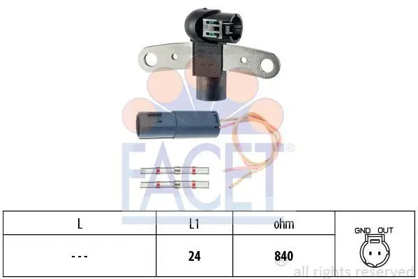 Датчик положення колінвалу Renault Kangoo/Laguna/Megane/Scenic 1.5/1.9 dTi/dCi 97- FACET 9.0199K (фото 1)