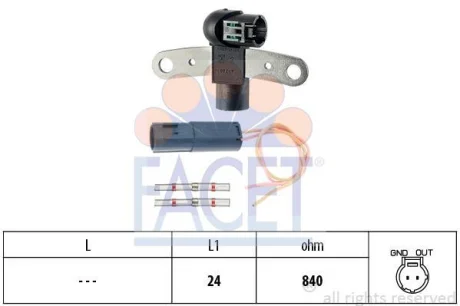 Датчик положення колінвалу Renault Kangoo/Laguna/Megane/Scenic 1.5/1.9 dTi/dCi 97- FACET 9.0199K