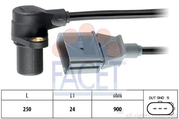 Датчик колінвала Skoda Octavia/VW Golf V/T5 1.8T/2.0FSI 95- FACET 9.0254 (фото 1)