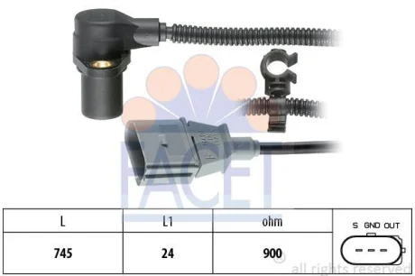 Датчик колінвала Superb/Passat/Audi A4/A6/A8 1.6-3.0D 94-09 FACET 9.0267
