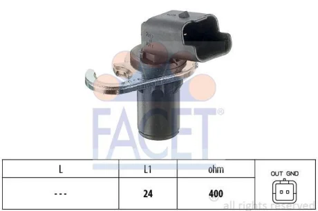 Датчик колінвала Citroen BERLINGO, C4, JUMPY/Peugeot 307,607 2.0/2.0D/3.0 99- FACET 9.0293