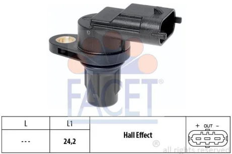 Датчик розподілвалу Focus II/Mondeo IV/Astra H 1.6i/Cherokee 2.5-3.0CRD 01- FACET 9.0361