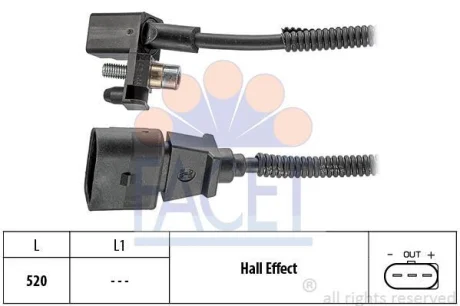 Датчик колінвала Skoda Fabia 1.4i 00-07/ VW Golf IV 1.4/1.6i 00-05 FACET 9.0443