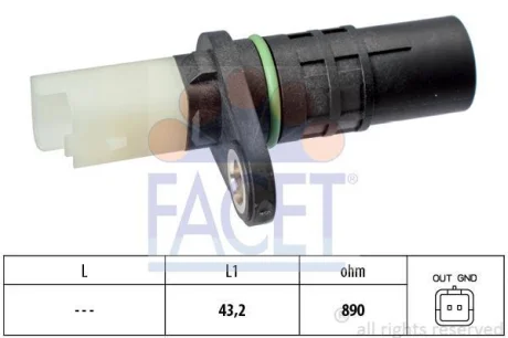 Датчик колінвала Opel Movano B/Vivaro A/Renault Master III 2.0/2.3dCi 05- FACET 9.0555