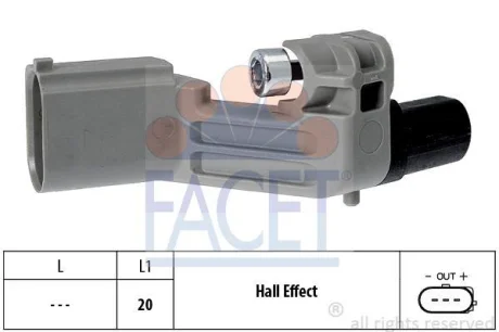 Датчик обертів колінвала Caddy/Crafter/T5 04- (20mm) FACET 9.0598
