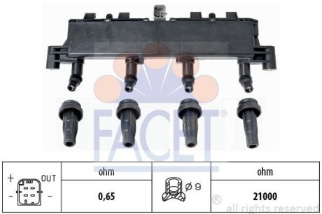 Катушка воспаления BERLINGO/C2/C3 I/C3/P206/P307 1.1-1.6 93- FACET 9.6305