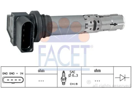 Котушка запалення Golf V/Caddy III/Fabia/Octavia 1.2/1.4/1.6 03- FACET 9.6374