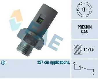Датчик тиску масла (0,5Бар, 1 pin, сірий) VOLVO S40 I, V40 DACIA DUSTER NISSAN INTERSTAR, KUBISTAR, MICRA III, PRIMASTAR, PRIMERA OPEL MOVANO A, VIVARO A RENAULT AVANTIME, CLIO II 1.4-2.5D 07.95- FAE 12636 (фото 1)