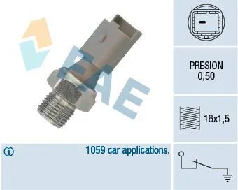 Датчик тиску масла (0,5Бар, 1 pin, сірий) VOLVO C30, C70 II, S40 II, S60 II, S80 II, V50, V60 I, V70 III, XC70 II CITROEN BERLINGO, BERLINGO MULTISPACE, C-CROSSER 1.0-3.0 06.89- FAE 12640