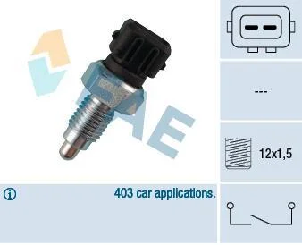 Вимикач світла задній хід ROVER MAESTRO SEAT ALHAMBRA, ALTEA, AROSA, CORDOBA, CORDOBA VARIO, IBIZA II, IBIZA III, INCA, LEON, TOLEDO I, TOLEDO II, TOLEDO III SKODA FABIA I 02.88-12.13 FAE 40660