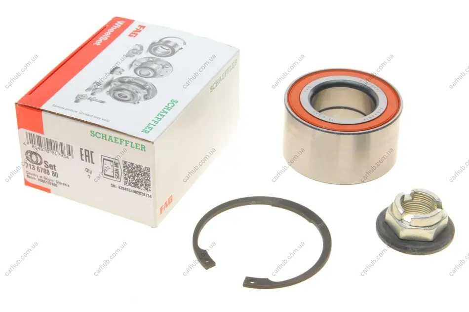 Підшипник маточини (передньої) Ford Connect 02- (-ABS) FAG 713 6788 80 (фото 1)