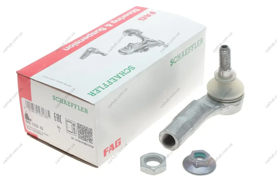 Рульовий наконечник лів AUDI A3, Q2, Q3 CUPRA ATECA SEAT ALHAMBRA, ALTEA, ALTEA XL, ATECA, IBIZA V, LEON, LEON SC, LEON SPORTSTOURER, LEON ST, TARRACO, TOLEDO III 1.0-Electric 02.03- FAG 840 1153 10 (фото 1)