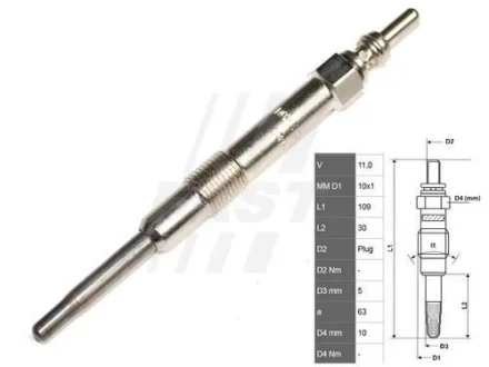 Свічка розжарення 1.9D Multijet Doblo/Punto 06-/Croma 05- FAST FT82733