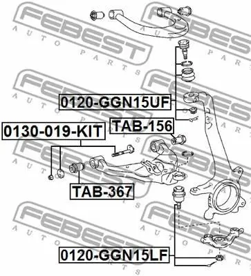 Болт з ексцентриком (рем-кт) Toyota Hilux 04-12 FEBEST 0129-019-KIT (фото 1)