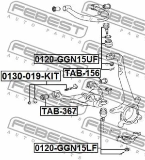 Болт з ексцентриком (рем-кт) Toyota Hilux 04-12 FEBEST 0129-019-KIT