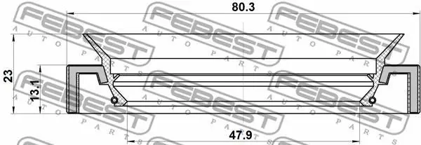Сальник піввісі 47.9x80.3x13.1x23 Highlander/Rav 4 00-13 FEBEST 95JAY-50801323L (фото 1)