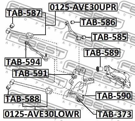 Сайлентблок заднього важеля під амортизатор FEBEST TAB589 (фото 1)