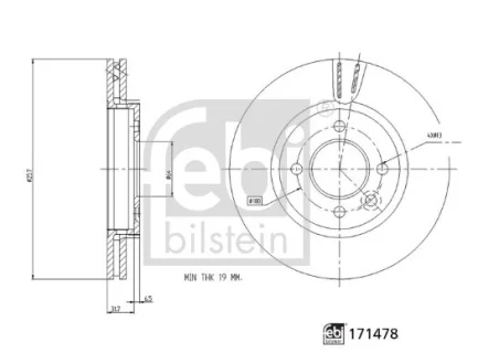 Диск гальмівний передн лів/прав MG MG 3 1.5 04.11- FEBI BILSTEIN 171478