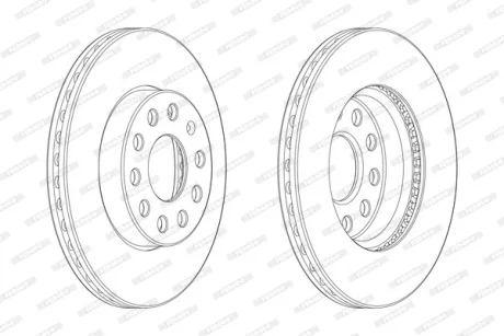 Диск гальмівний передн лів/прав AUDI A3 SEAT LEON, LEON SC, LEON ST SKODA OCTAVIA II, OCTAVIA III VW GOLF ALLTRACK VII, GOLF SPORTSVAN VII, GOLF VII 1.0-2.0D 02.04-03.21 FERODO DDF2400C-1