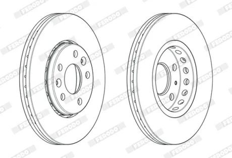 Комплект гальмівних дисків (2 шт) передн лів/прав FIAT TALENTO NISSAN NV300, PRIMASTAR OPEL VIVARO B RENAULT TRAFIC III 1.6D/2.0D/Electric 05.14- FERODO DDF2507C
