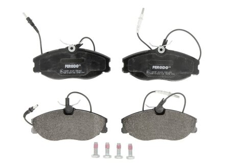 Комплект гальмівних колодок передн (з гвинтами гальмівного супорта), CITROEN XSARA, ZX PEUGEOT 306, 406, 607 1.9D-3.0 05.93-02.06 FERODO FDB1063