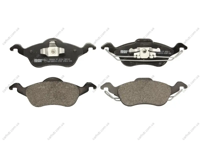 Комплект гальмівних колодок передн (з пружиинами із замком), FORD FOCUS I FORD USA FOCUS ZX3, FOCUS ZX5 1.4-2.0 08.98-03.05 FERODO FDB1318 (фото 1)