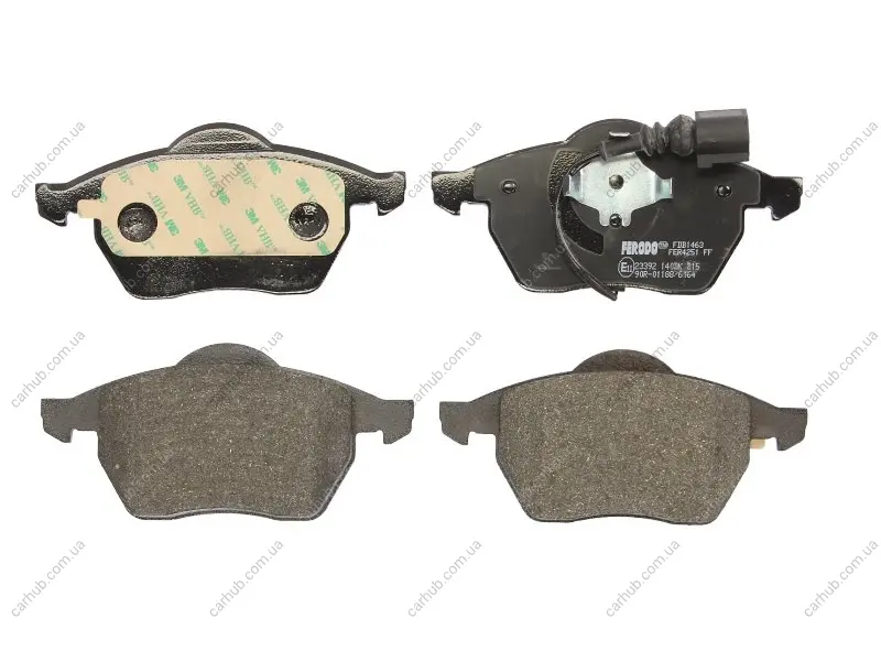 Комплект гальмівних колодок передн (із замком), AUDI 100 C4, A3, A4 B5, A6 C4, TT SEAT LEON, TOLEDO II SKODA OCTAVIA I VW BORA, BORA I, GOLF IV, NEW BEETLE, POLO IV 1.4-3.2 12.90-12.10 FERODO FDB1463 (фото 1)