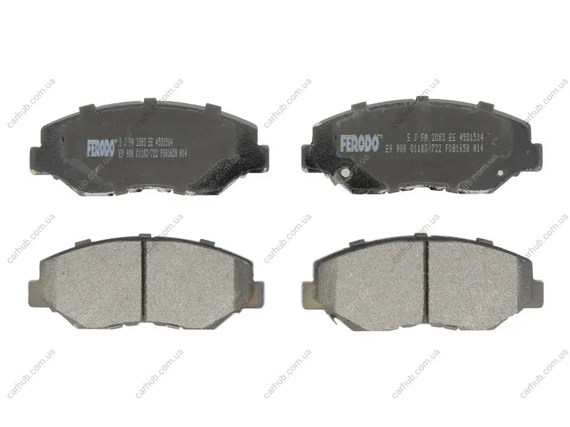 Комплект гальмівних колодок передн, HONDA ACCORD VII, CIVIC X, CR-V II, CR-V IV, ELEMENT, PILOT 1.0-3.5 09.01-12.22 FERODO FDB1658 (фото 1)