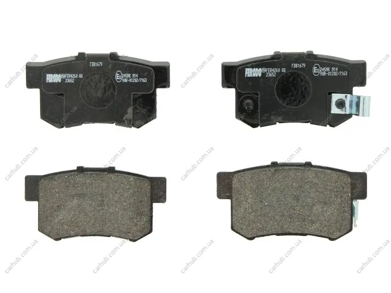 Комплект гальмівних колодок задн, ACURA RL, TL HONDA ACCORD IV, ACCORD VII, CIVIC III, CIVIC IV, CIVIC VII, CIVIC VIII, CR-V II, CR-V III, FR-V, INTEGRA, JAZZ II, LEGEND III 1.3-3.5 10.84- FERODO FDB1679 (фото 1)