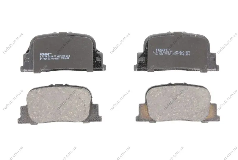 Комплект гальмівних колодок задн, TOYOTA CALDINA, CAMRY, OPA, PRIUS 1.5H-3.0 08.96-12.09 FERODO FDB1686 (фото 1)