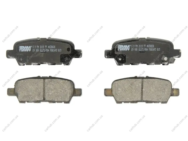 Комплект гальмівних колодок задн, INFINITI EX, FX, G, JX, M, M37, Q50, Q60, Q70, QX50 I, QX60 NISSAN ALTIMA, CUBE, ELGRAND, JUKE, LEAF, MAXIMA, MURANO I, MURANO II 1.2-Electric 09.96- FERODO FDB1693 (фото 1)